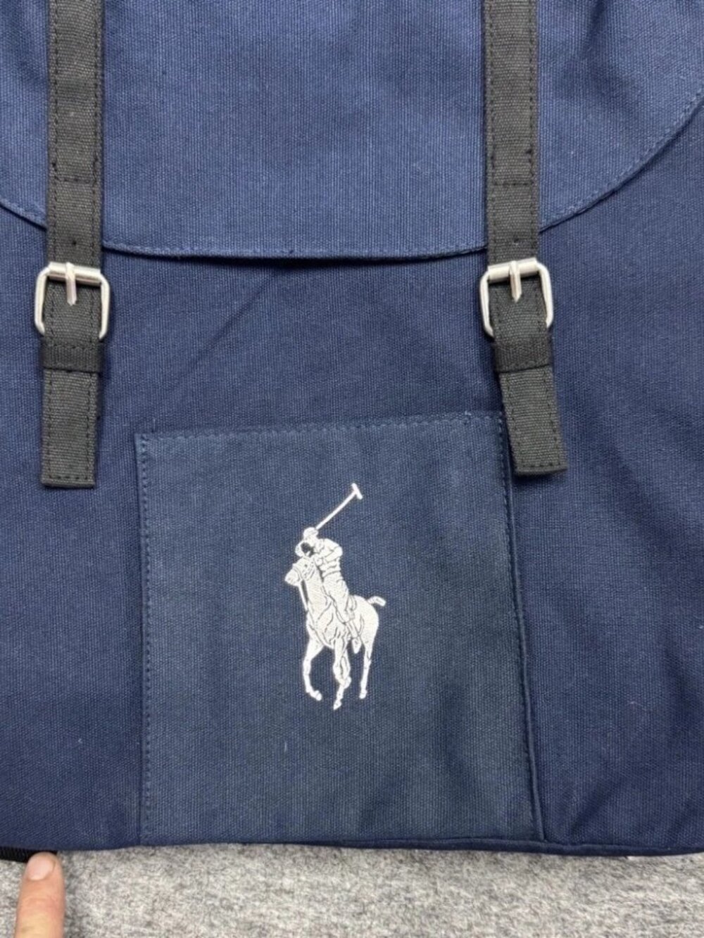 NOS NEW WITH TAG RALPH LAUREN FRAGRANCES WORLD OF POLO BACKPACK NAVY BLUE PONY